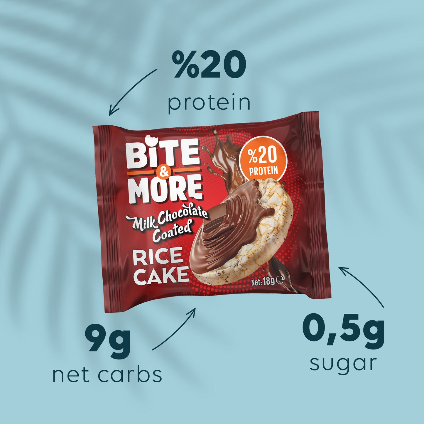 Bite & More Orez expandat proteic învelit în ciocolată cu lapte