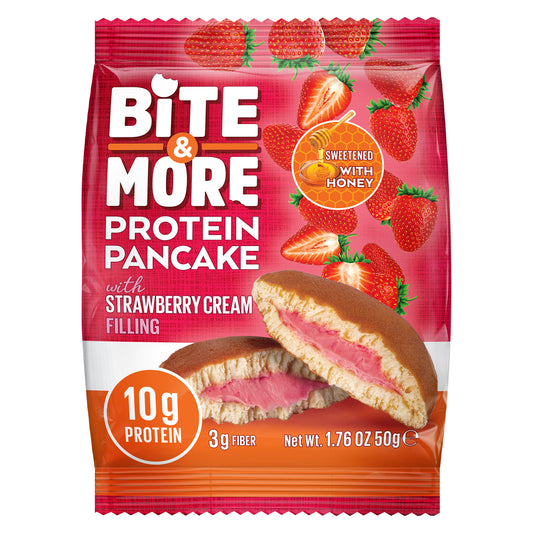 Bite & More Clătită Proteică cu Cremă de Căpșuni